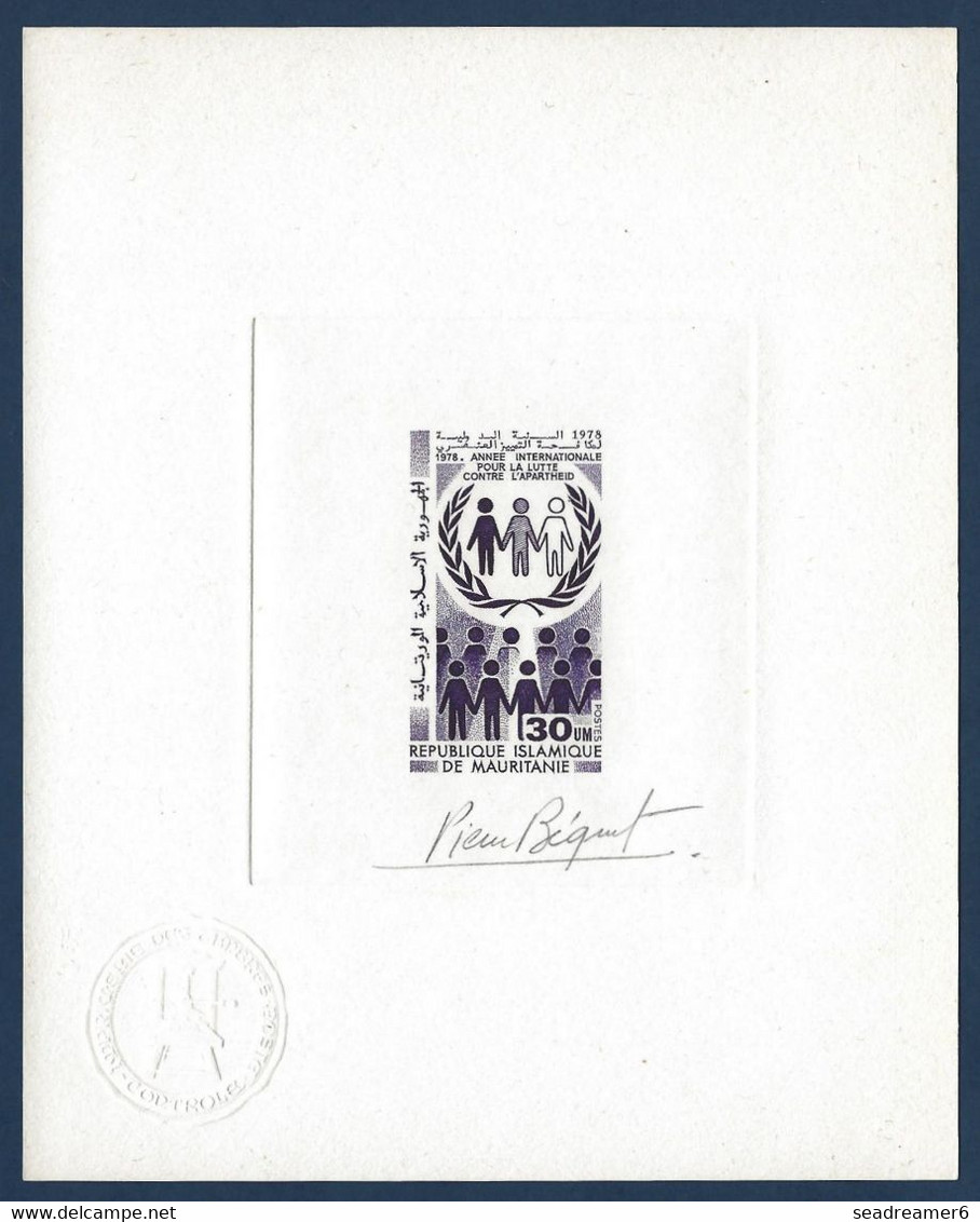 France Mauritanie épreuve Essai De Couleurs En Violet N°397 Année De Lutte Contre L'Appartheid Signé BECQUET - Mauritania (1960-...)