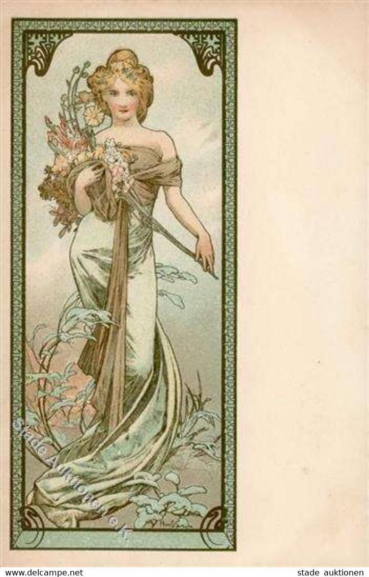 Mucha, Alfons Frühling Frau Mit Blumen I-II - Mucha, Alphonse