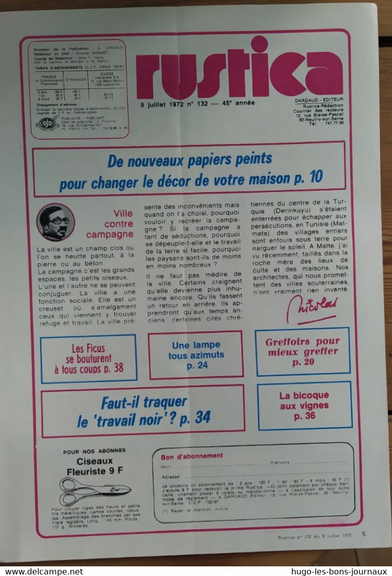 Rustica_N°132_9 Juillet 1972_Les Confitures De Légumes_les Faux Gazons - Giardinaggio