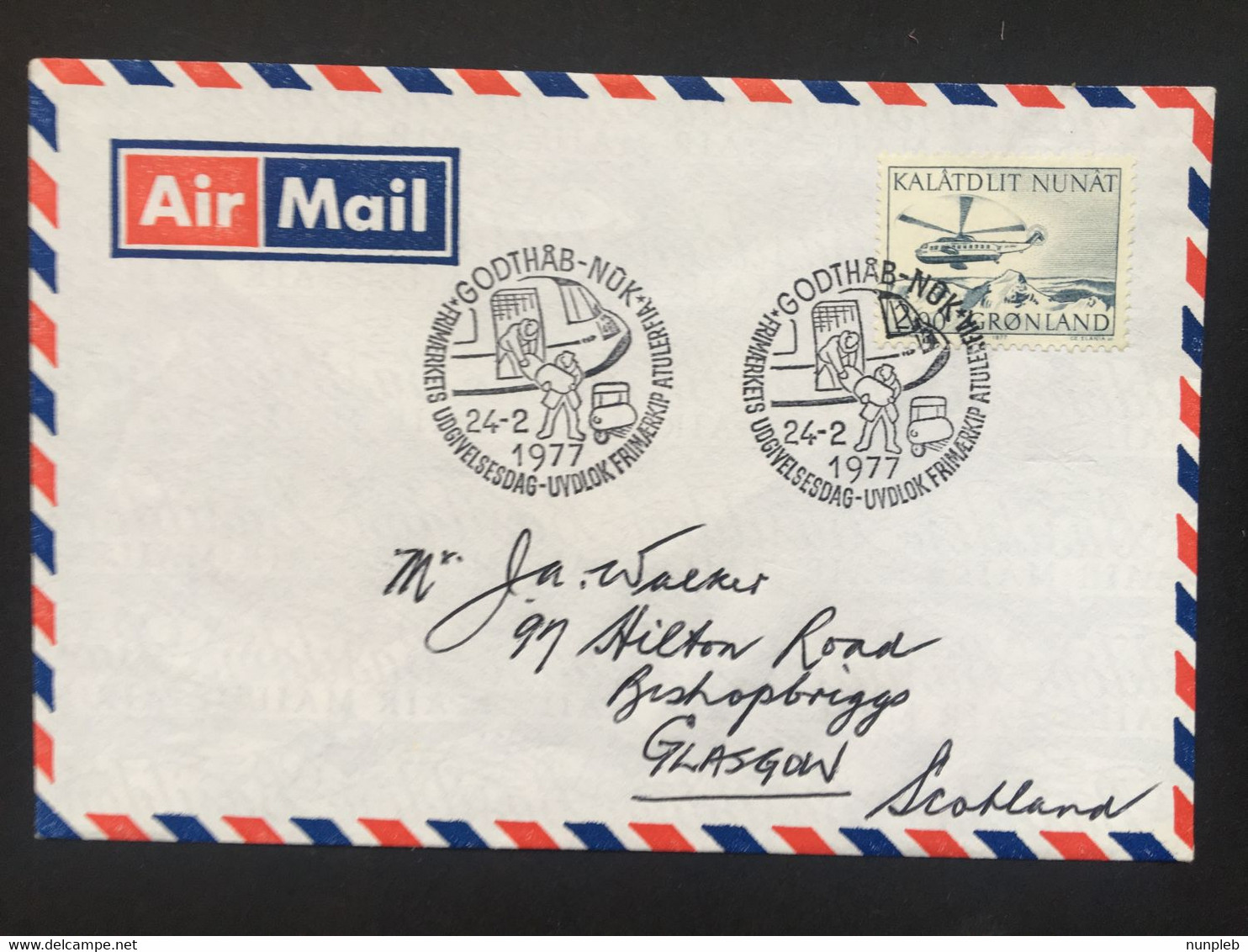 GREENLAND 1977 Air Mail FDC To Scotland - Godthab-Nuk - Covers & Documents