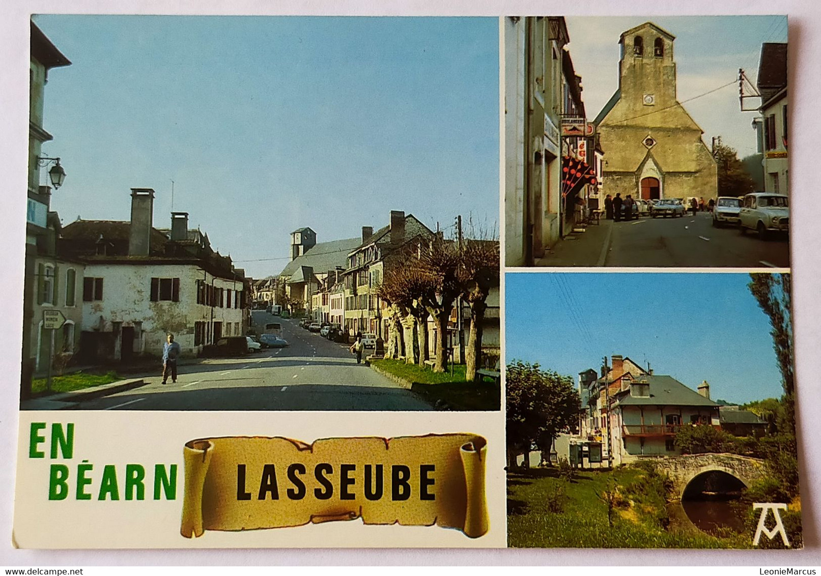 535/CPM - 64 Lasseube En Béarn - Place Amélie Lacaze Rue Du Vieux Couvent - L'Eglise - Multivues - Lasseube