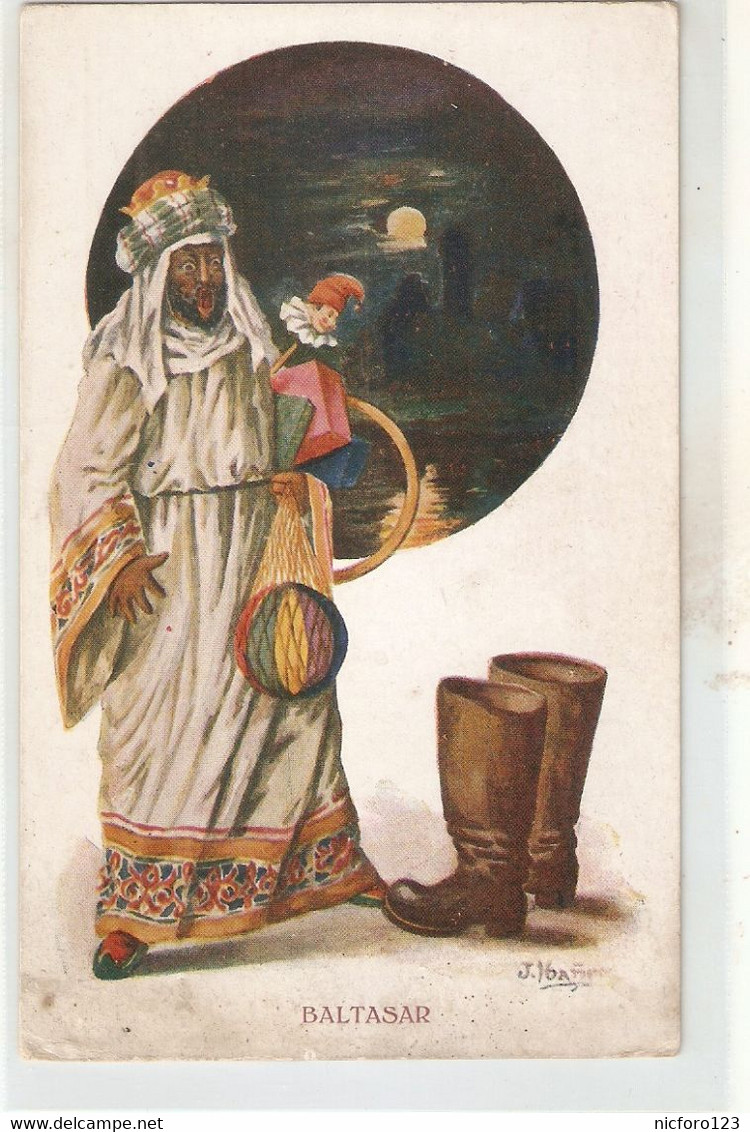 "J. Ibañez. Rey Mago Baltasar Wise Man With Present For Children" Vintage Spanish Postcard - Other & Unclassified