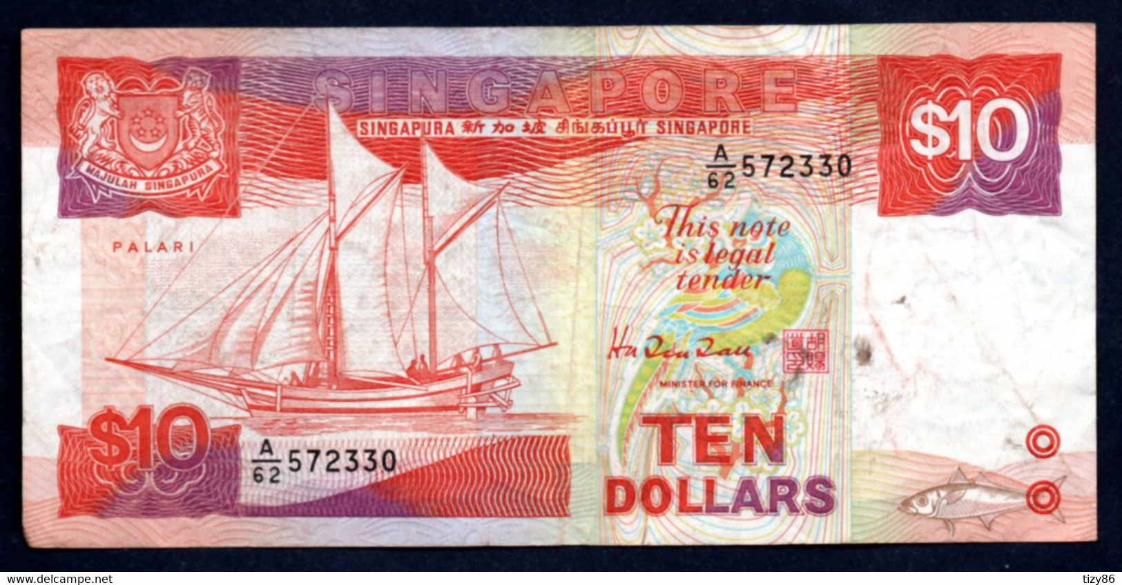 Banconota Singapore - 10 Dollari, Circolata 1988 - Singapore