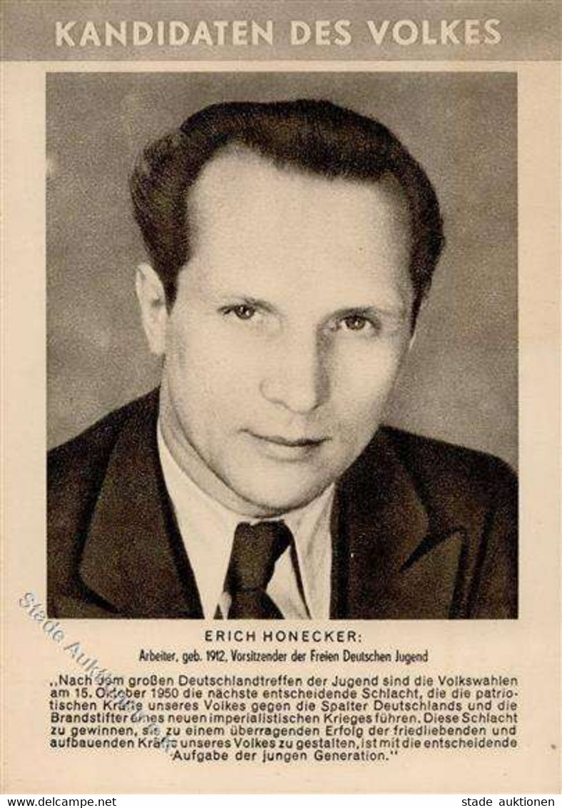 Kandidaten Des Volkes  Volkswahl 1950  Erich HONECKER Nationale Front I - Sin Clasificación
