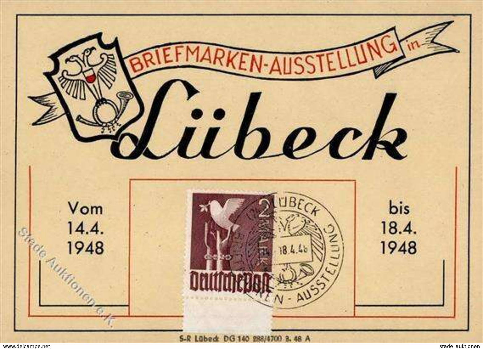 LÜBECK - BRIEFMARKEN-AUSSTELLUNG LÜBECK 1948 Mit S-o I - Sin Clasificación