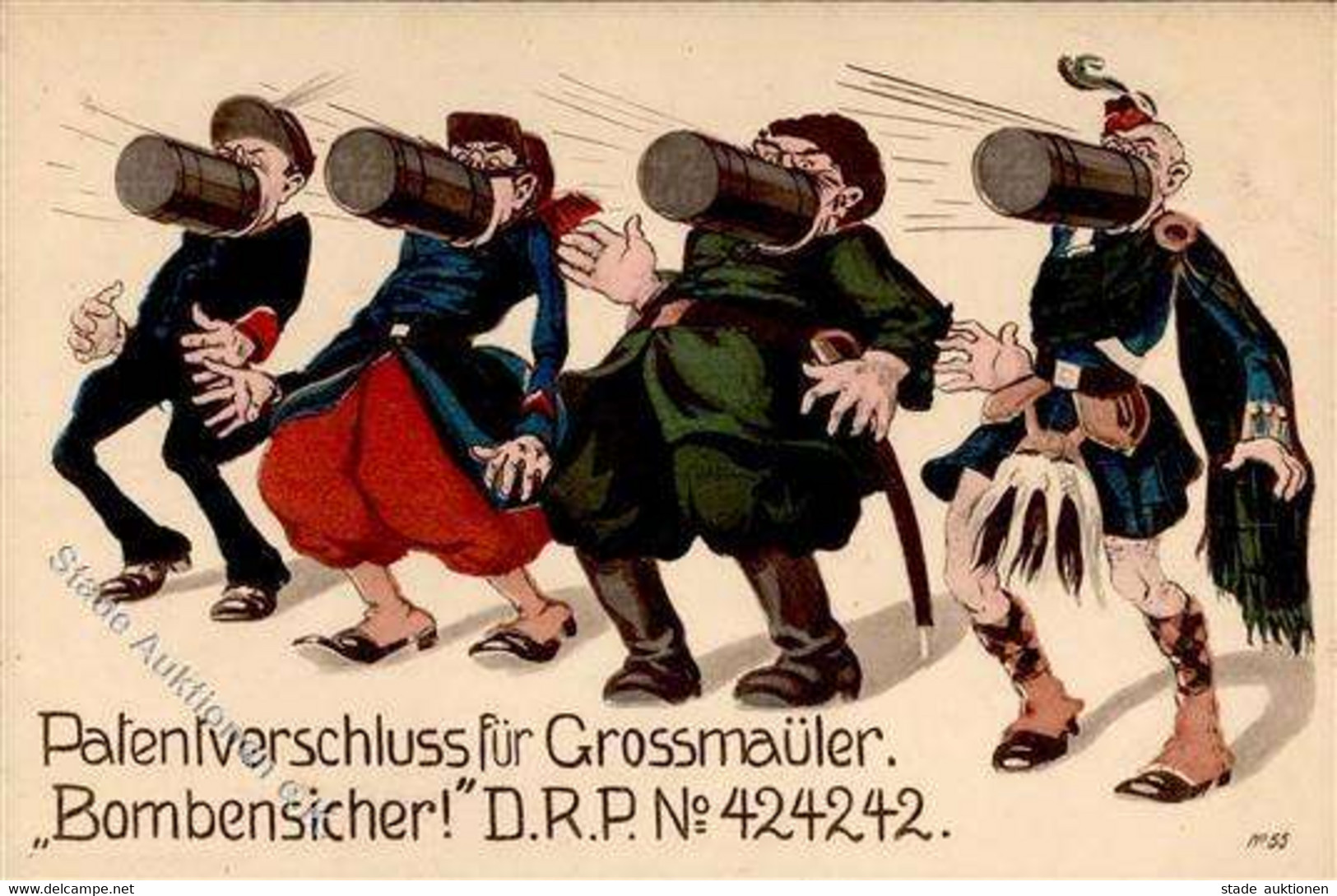 Propaganda WK I - Bombensicher - Patentverschluss Für Grossmäuler I - Geschiedenis