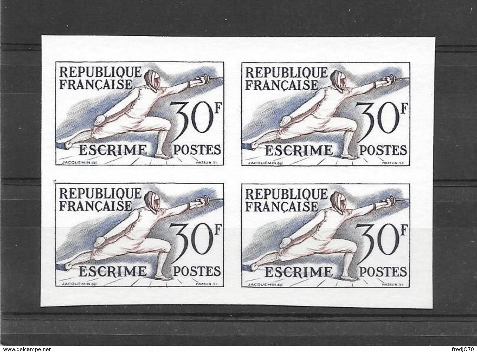 France Timbre Escrime Feuillet  Non Dentelé Imperf JO 52 ** - Sommer 1952: Helsinki