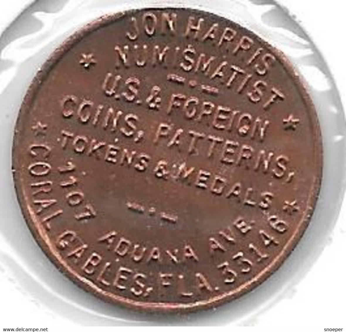 *usa 1 Cent Token Jon Harris 1979 Numismatist - Professionnels/De Société