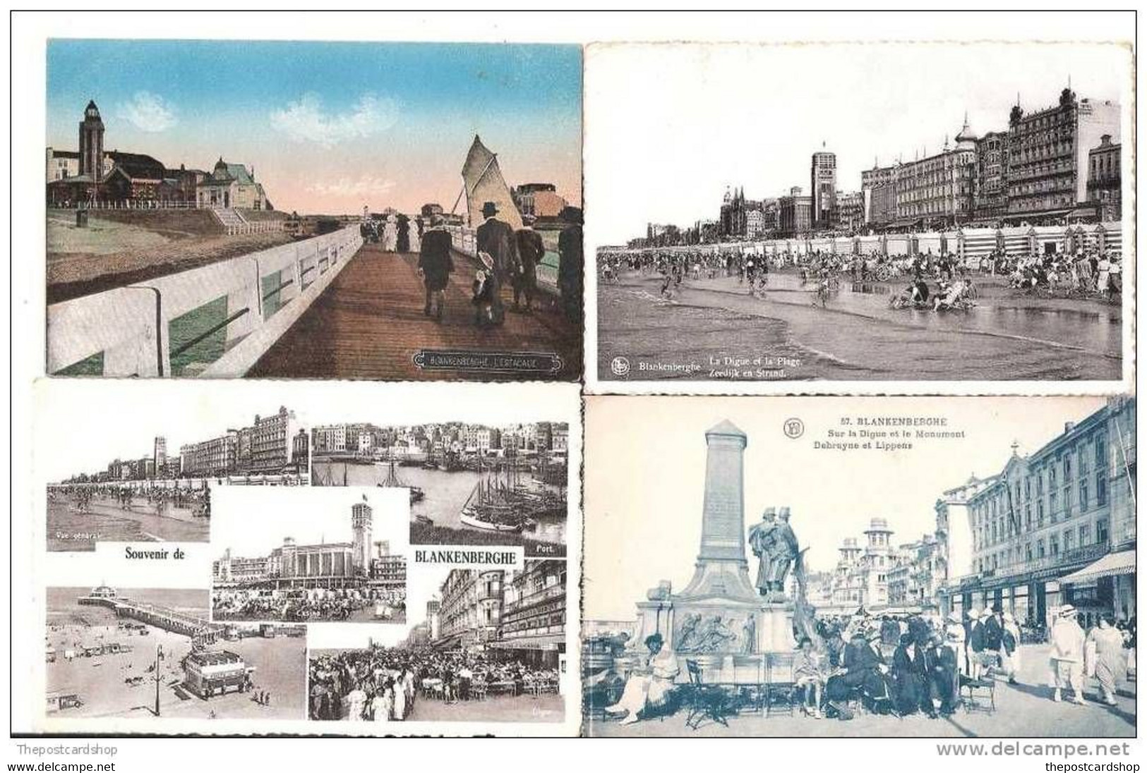 4 FOUR CPA BELGIQUE BLANKENBERGE POSTCARDS BELGIUM BELGE 2 USED WITH STAMPS - Blankenberge