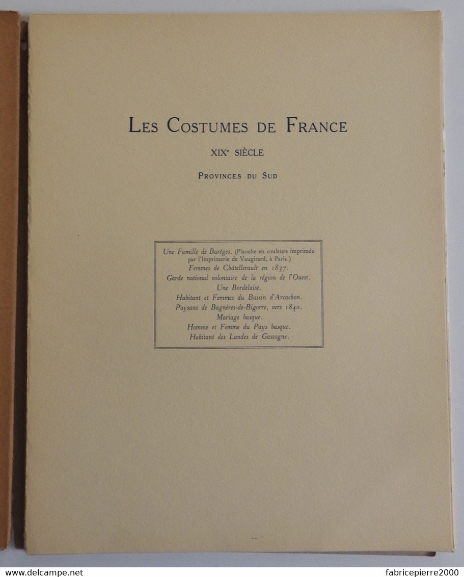 JOURNEES DU LIVRE 1932 - LES COSTUMES DE FRANCE XIXe siècle Provinces du Sud COMPLET Arles Marseille Douarnenez