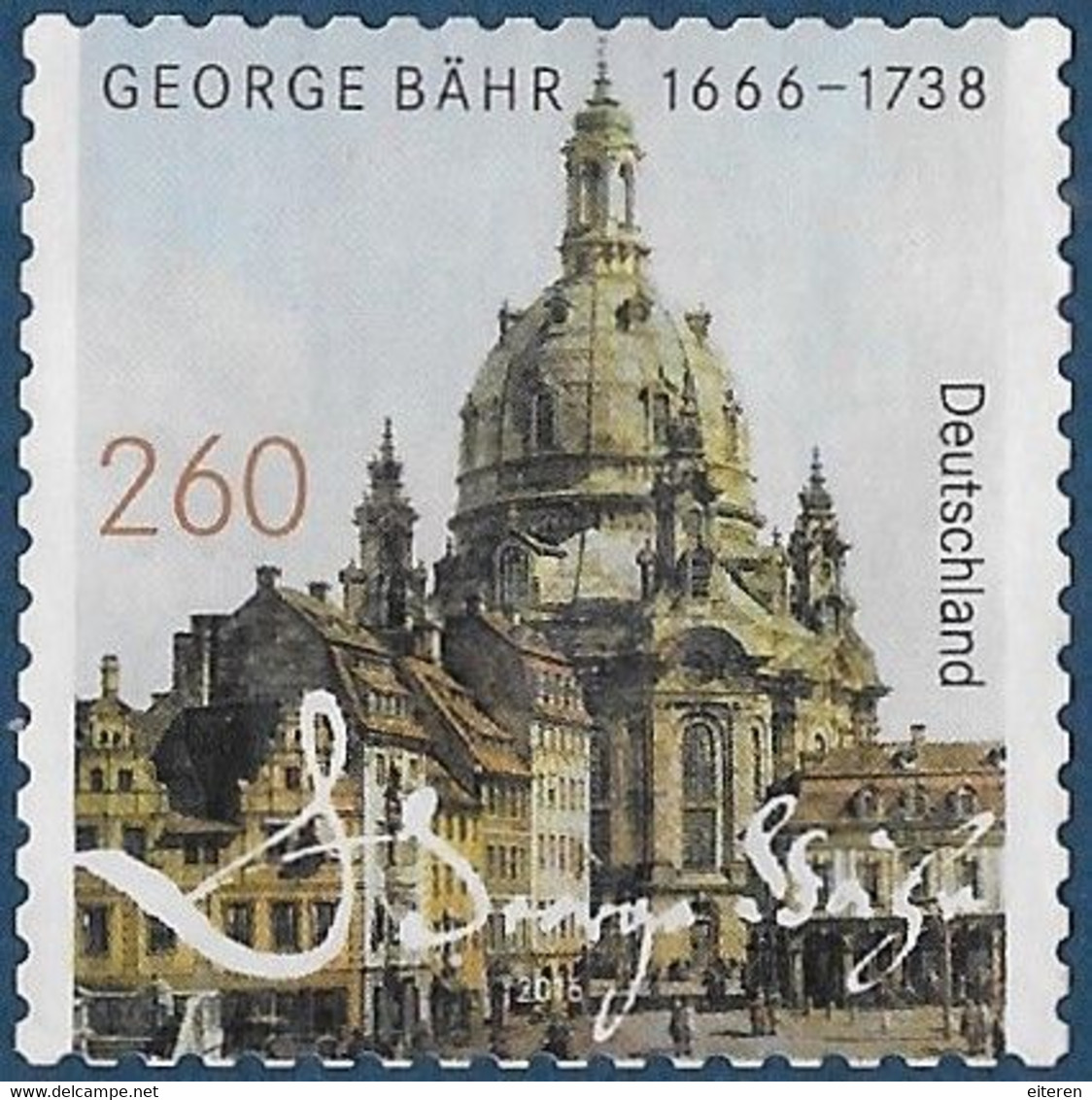 Michel 3224 - 2016 - 350. Geburtstag Von George Bähr - Frauenkirche Dresden (ohne Gummi *) - Ungebraucht