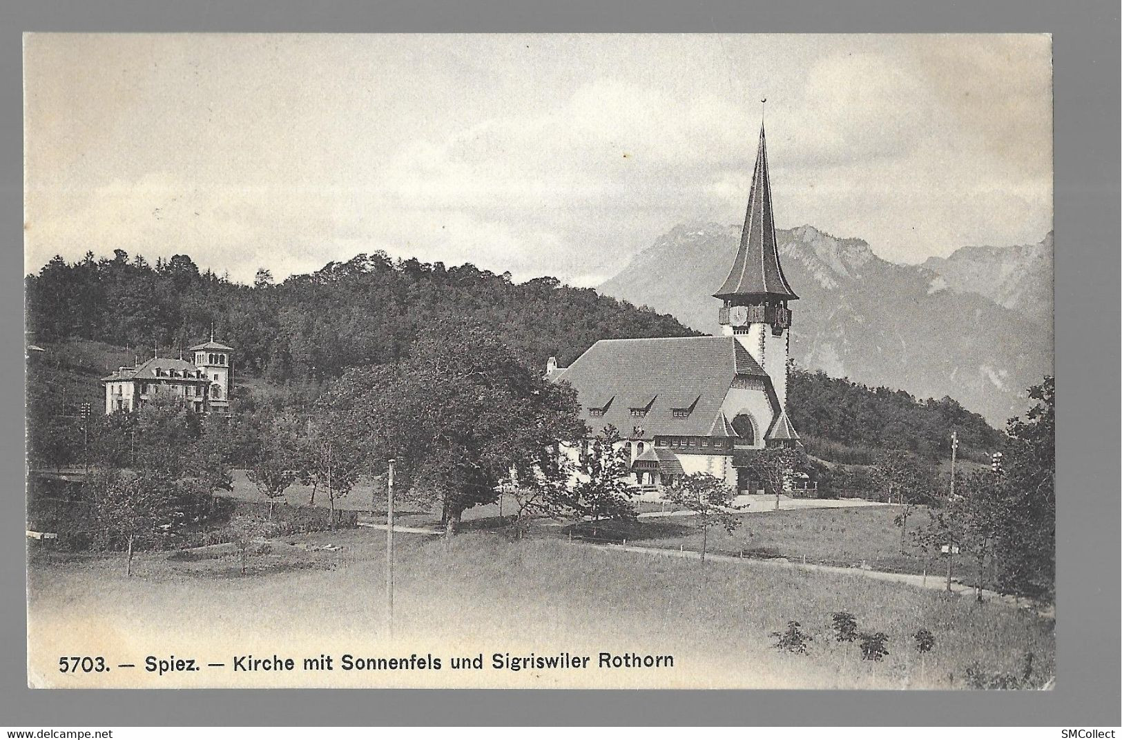 Spiez, Kirche Mit Sonnenfels Nd Sigriswiler Rothorn (5325) - Sigriswil