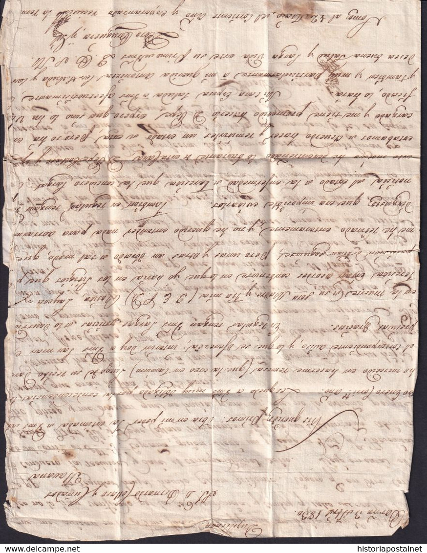 1830. BARCELONA A LA HABANA. MARCA B./CATALVÑA ROJO. MARCA E DE LA EMPRESA DE CORREOS MARÍTIMOS. MUY BONITA. - Préphilatélie