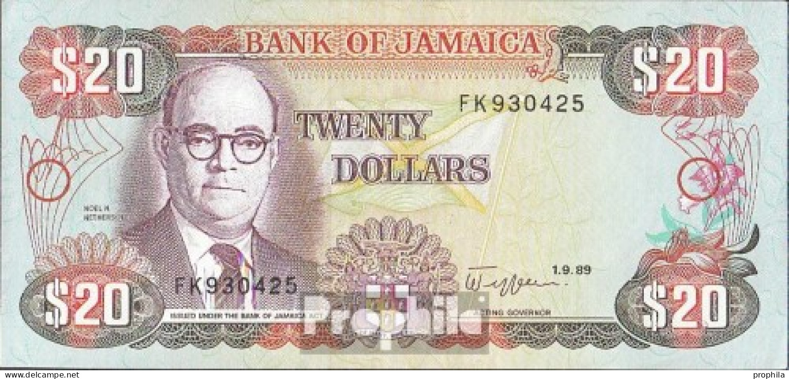 Jamaica Pick-Nr: 72c Bankfrisch 1989 20 Dollars - Jamaique