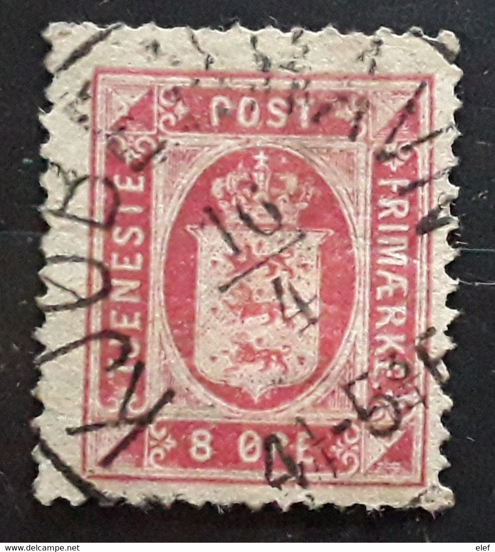 DANMARK DANEMARK 1875, Timbre De Service Yvert No 8 B , 8 Ore Rouge Carmin D 14  , Obl TB - Dienstzegels