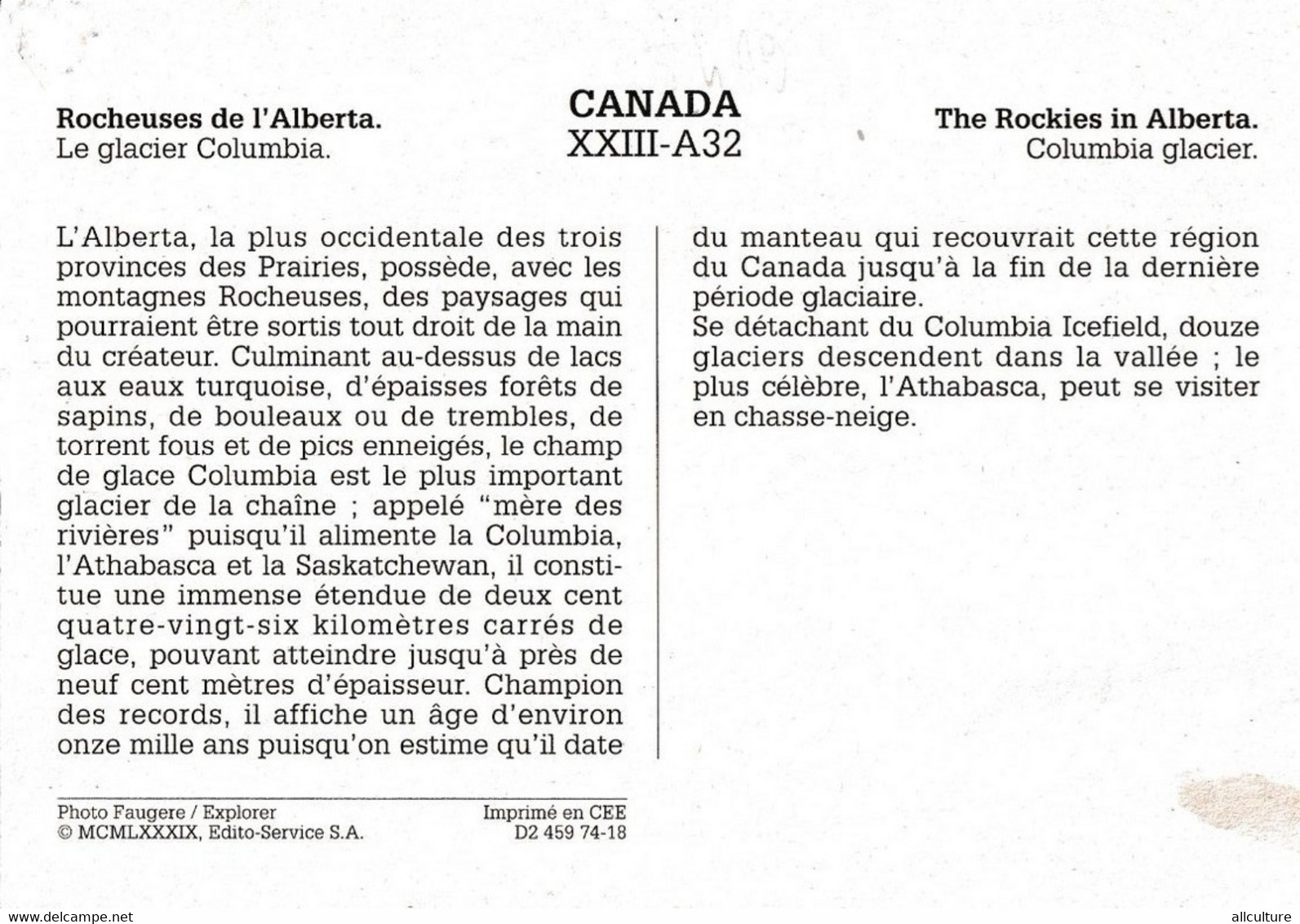 A4624- Rocheuses De L'Alberta, Le Glacier Columbia, The Rockies In Alberta Canada - Calgary