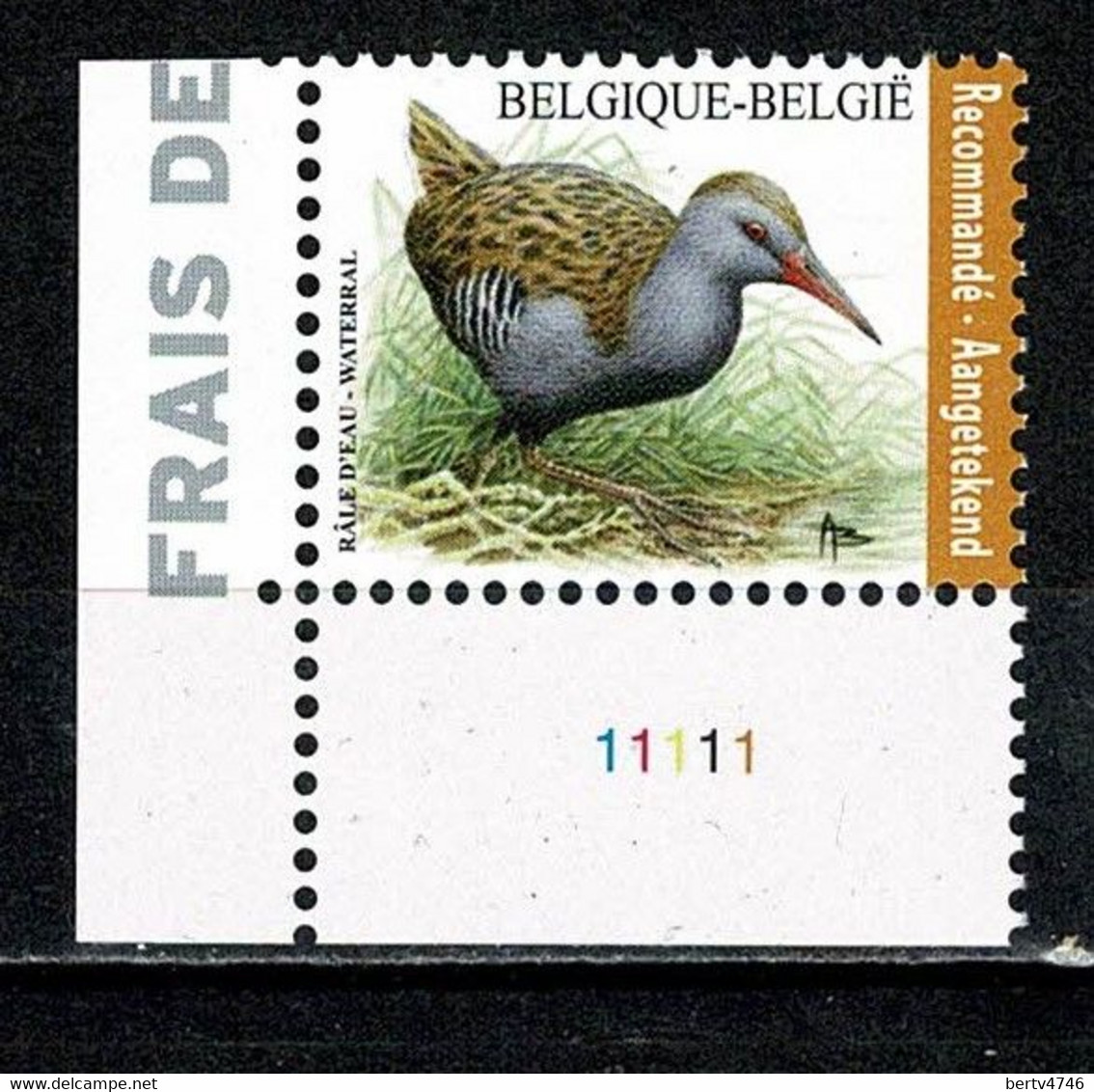 Belg. 2017 OBP/COB 4671** Plaatnr. 1 - Buzin Waterral / Râle D'eau - Aantekenport / Envoi Recommendé - Neufs