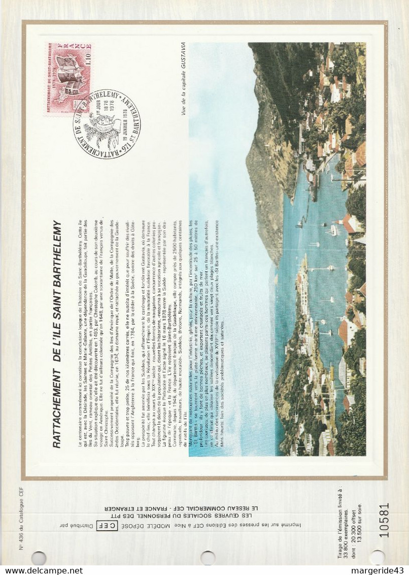 DOCUMENT FDC 1978 RATTACHEMENT DE SAINT BARTHELEMY - 1970-1979