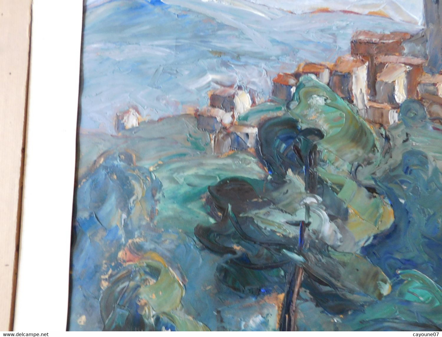 André BALOUZET DE TIGNY(1896-1968) "Village perché" gouache sur papier encadrée sous verrre