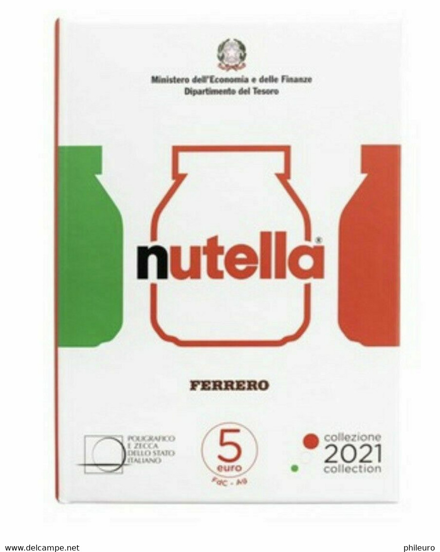 Italie - Italie 2021 : 5€ 'Nutella' verte + blanche + rouge (dans