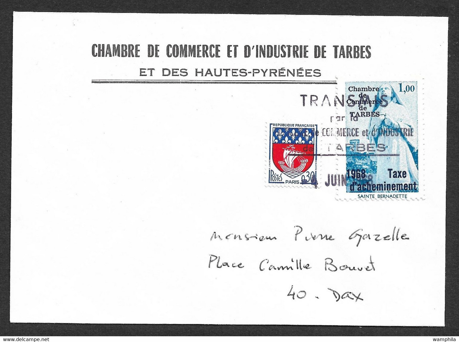 France 1968 Chambre De Commerce De Tarbes N°10 Sur Lettre Cote 400€. - Otros & Sin Clasificación