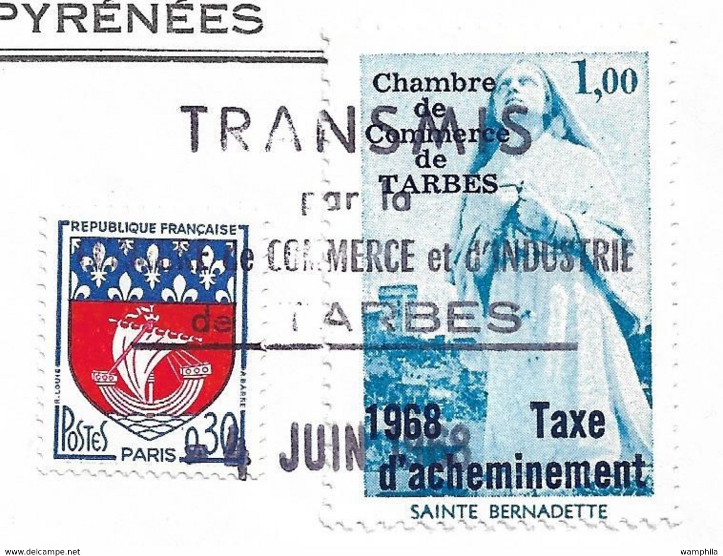 France 1968 Chambre De Commerce De Tarbes N°10 Sur Lettre Cote 400€. - Otros & Sin Clasificación