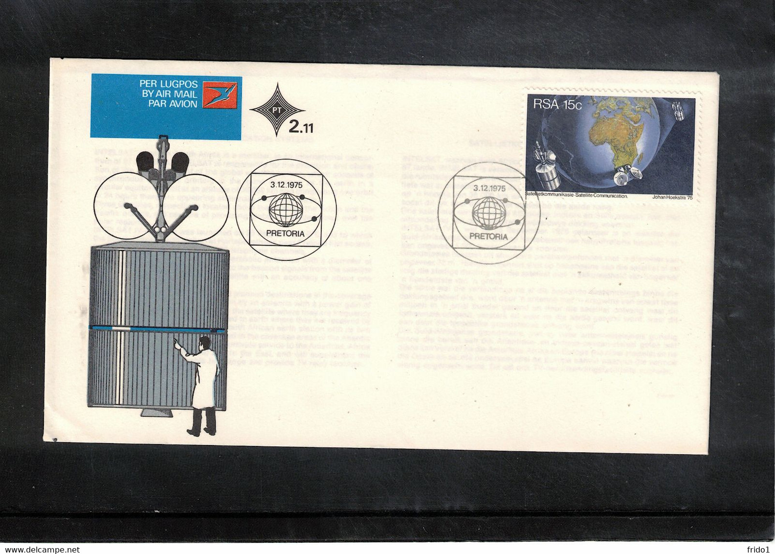 South Africa 1975 Space / Raumfahrt Telecommunications Satellites FDC - Afrika