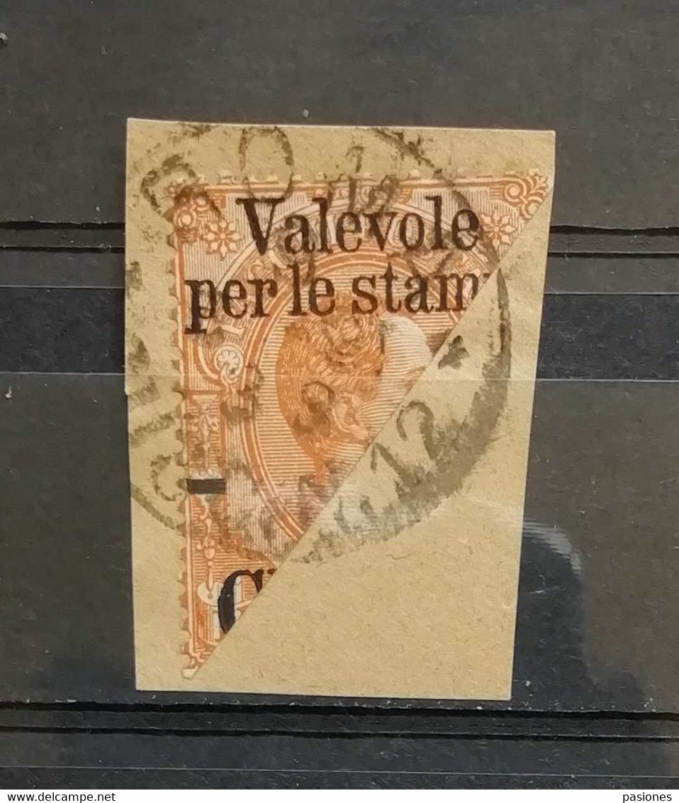 Regno D'Italia Umberto I 1890 Francobollo Per Pacchi Sovrastampa 2 Cent. Su 1,25 Frazionato A Metà - Postal Parcels