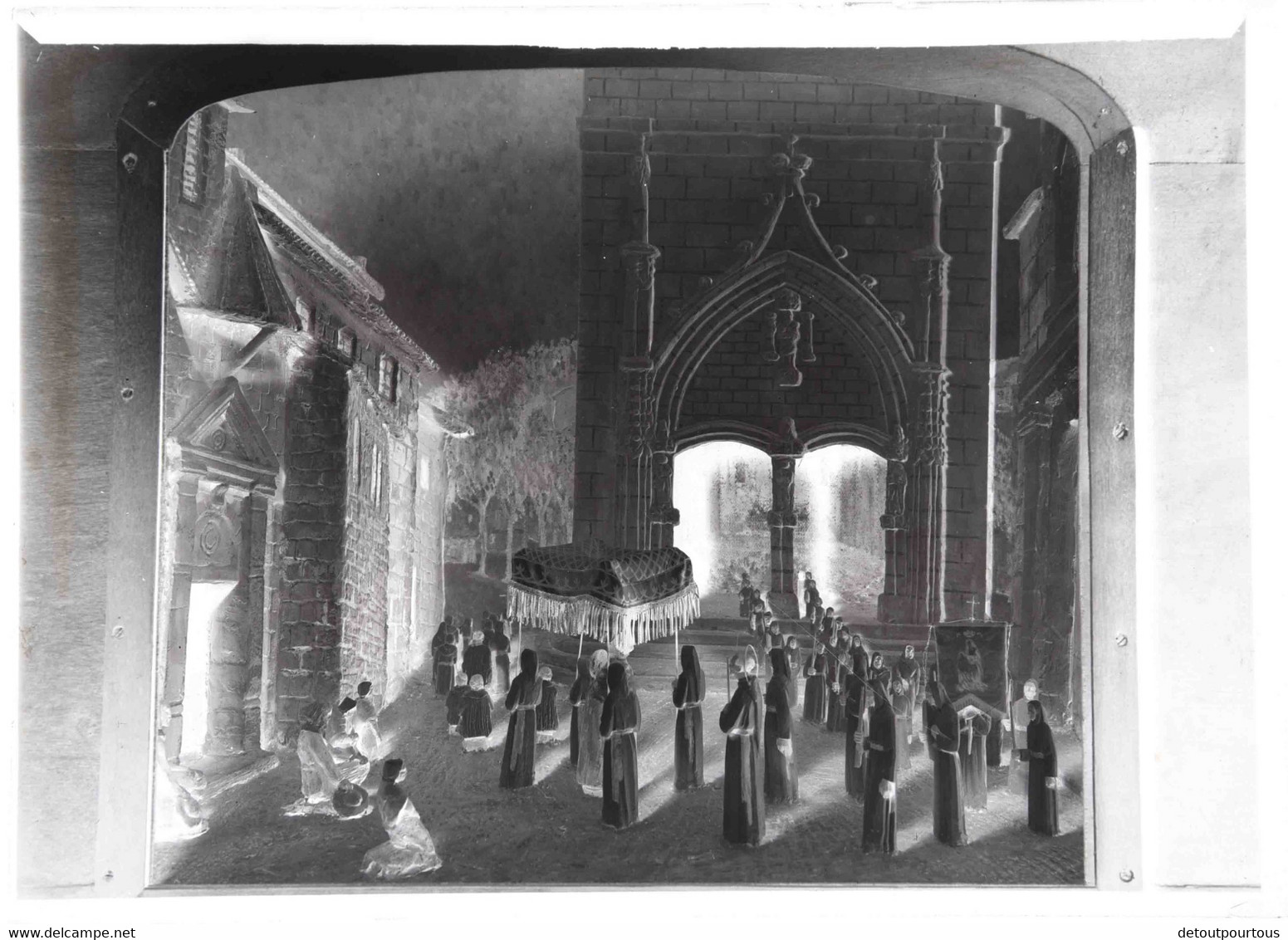 17 photographies négatif verre LALOUVESC Ardèche Basilique maison St Régis source scène diorama la vie du Saint chambre