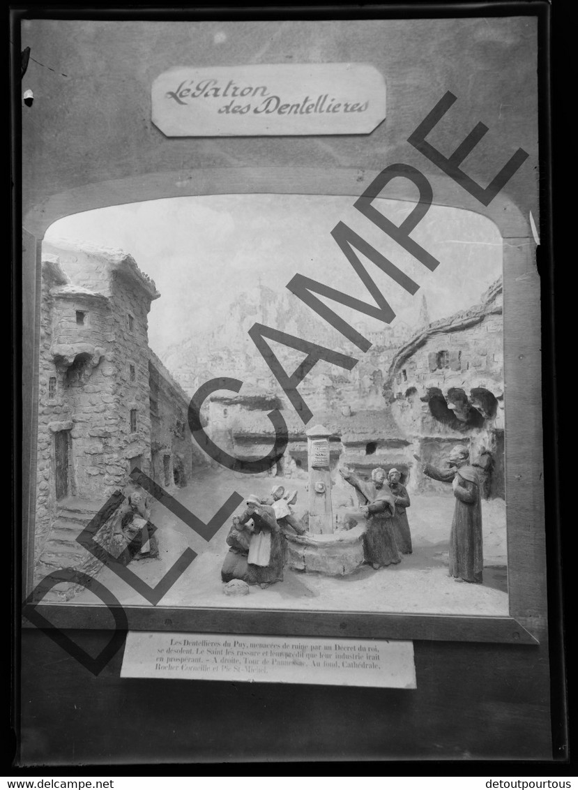 17 photographies négatif verre LALOUVESC Ardèche Basilique maison St Régis source scène diorama la vie du Saint chambre