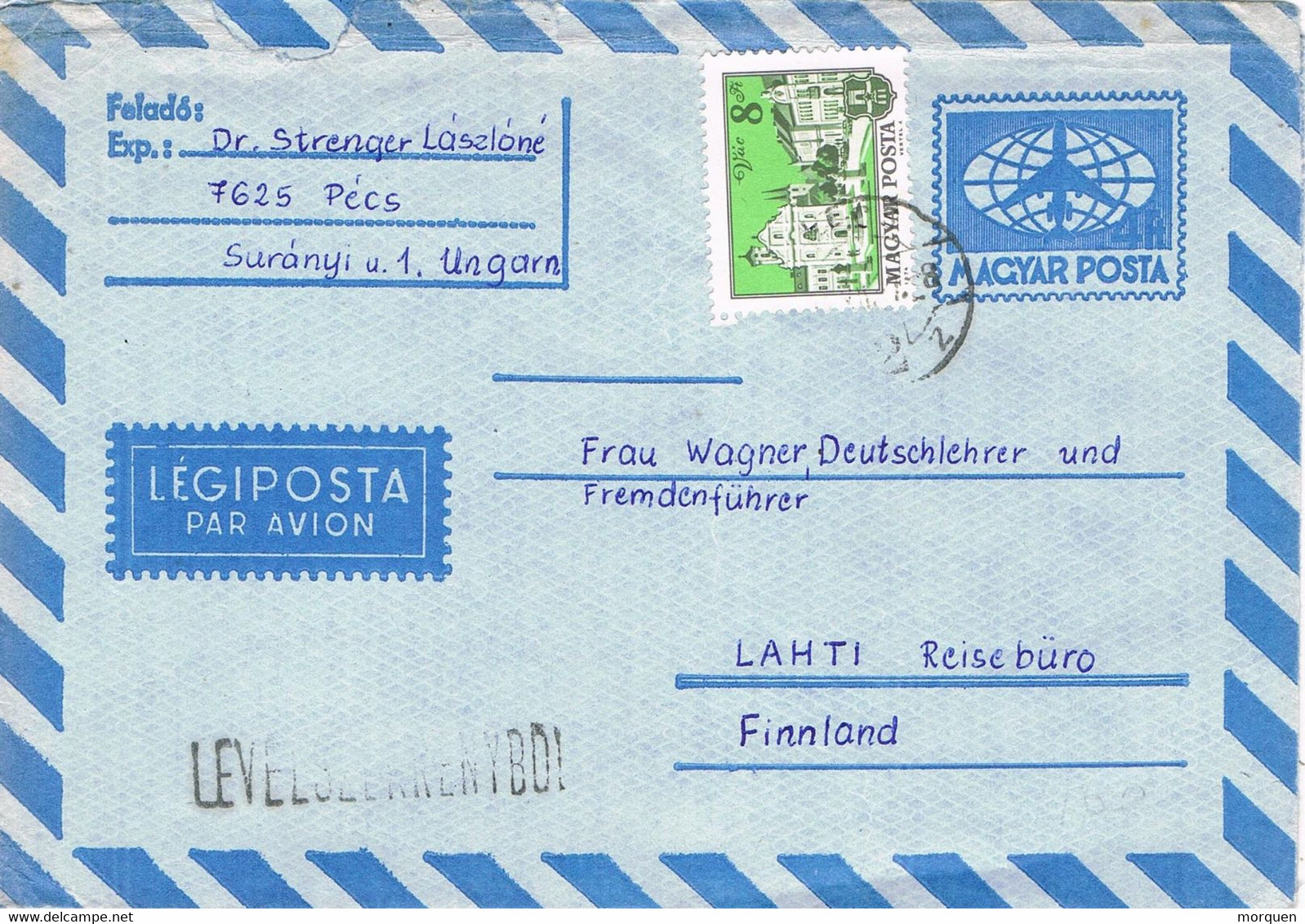 40295. Aerograma OECS (Hungria) 1974. Lineal De Control Level Seerker Y Bod - Storia Postale