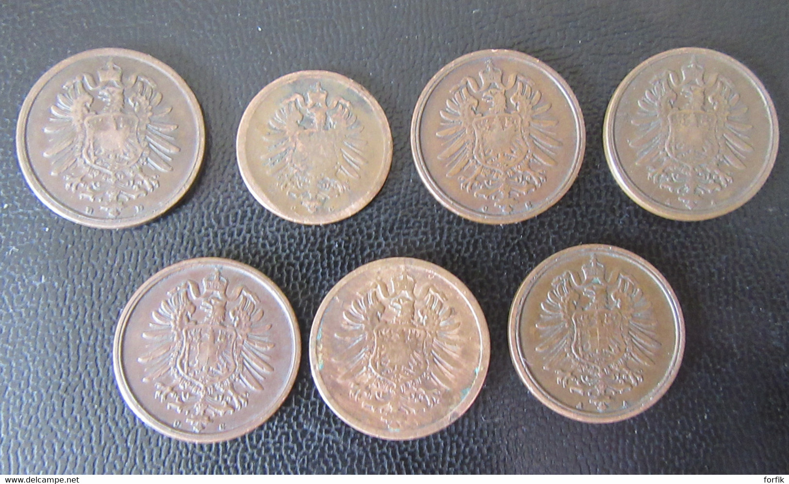 Allemagne / Empire - 7 Monnaies 1 Et 2 Pfennig Entre 1873 Et 1876 - Verzamelingen