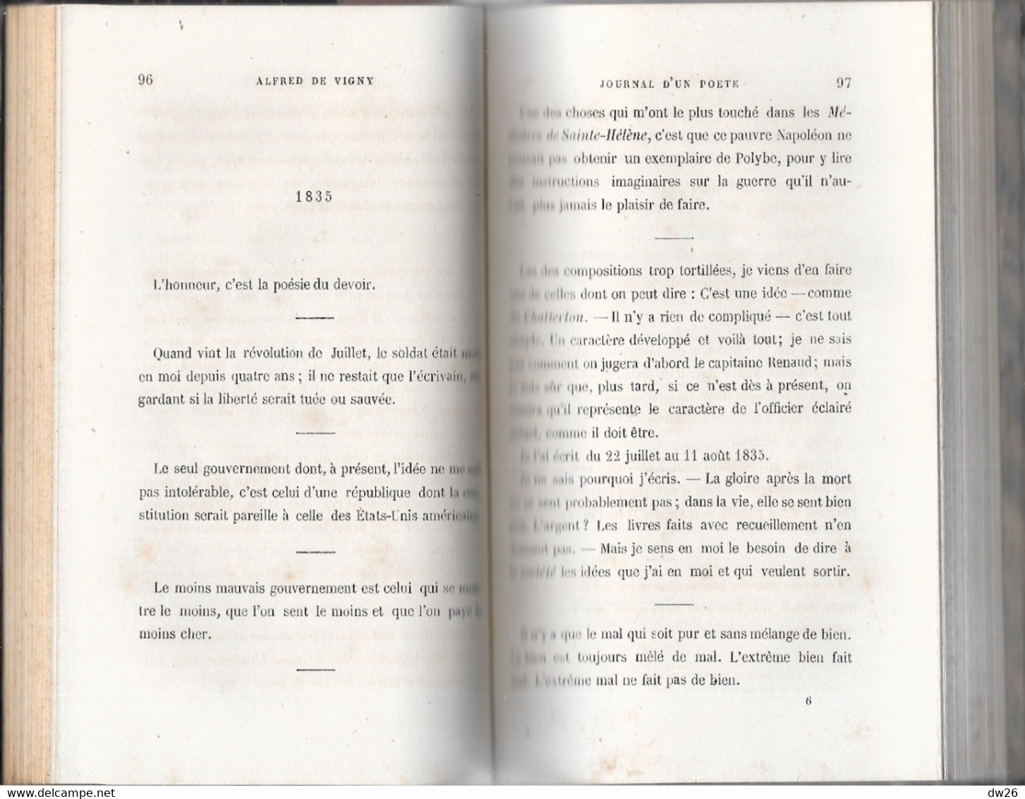 Alfred De Vigny - Journal D'un Poète 1867, Recueilli Par Louis Ratisbonne - Edition Michel Lévy Frères, Libraires Paris - 1801-1900