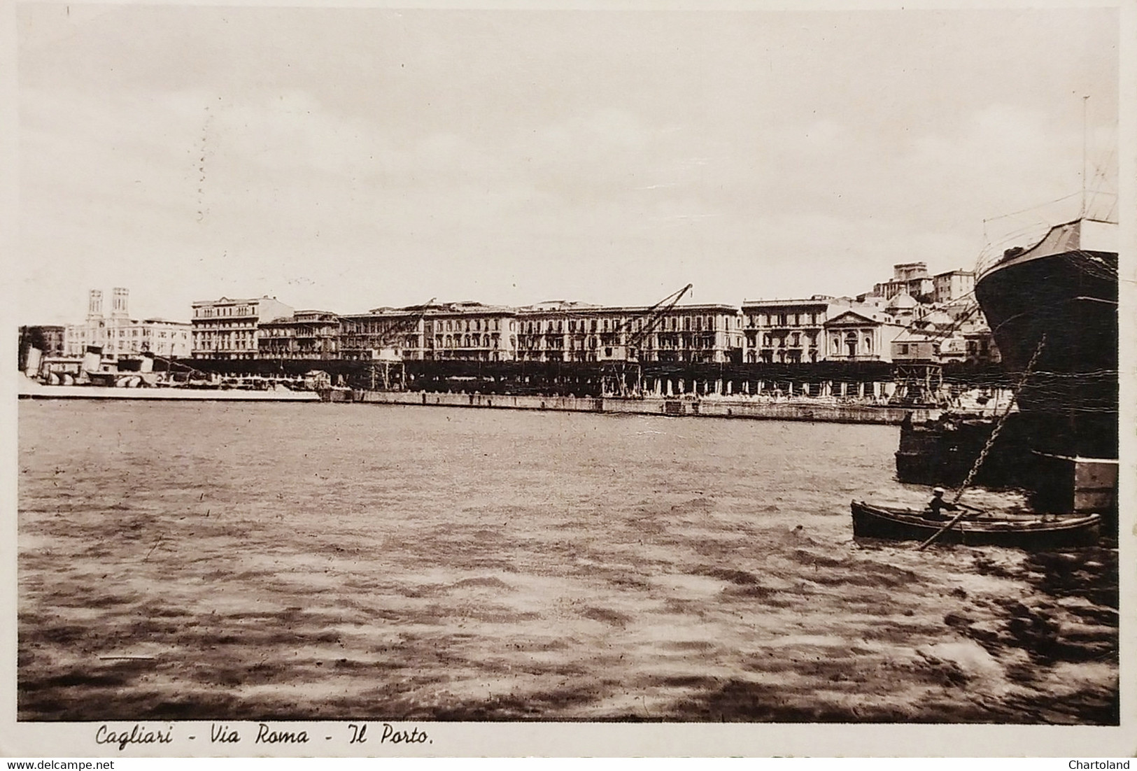 Cartolina - Cagliari - Via Roma - Il Porto - 1937 - Cagliari