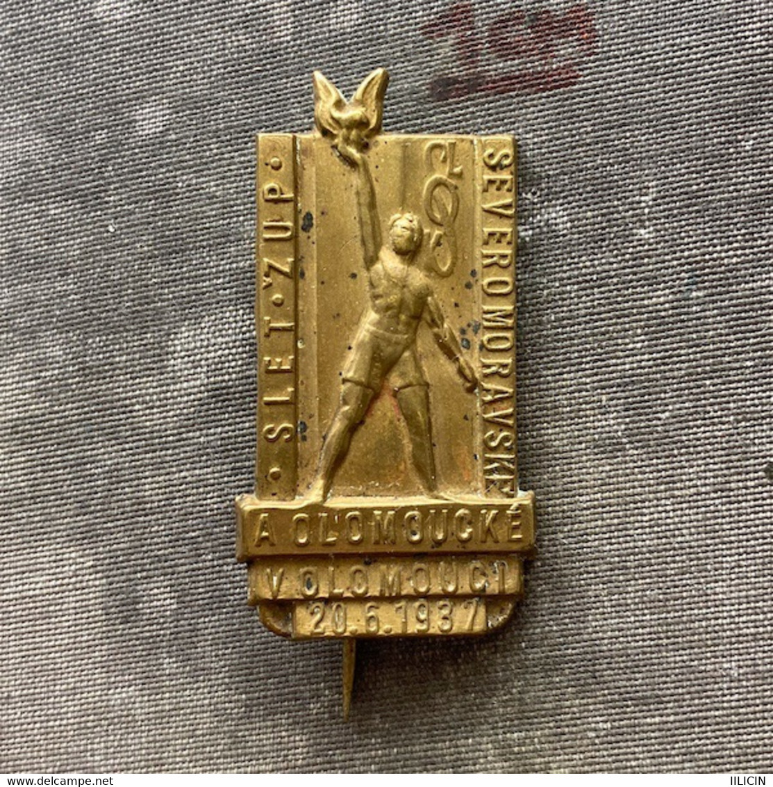 Badge Pin ZN010334 - Gymnastics Sokol Czechoslovakia Zupa Severomoravska Olomouc 1937 - Gymnastique