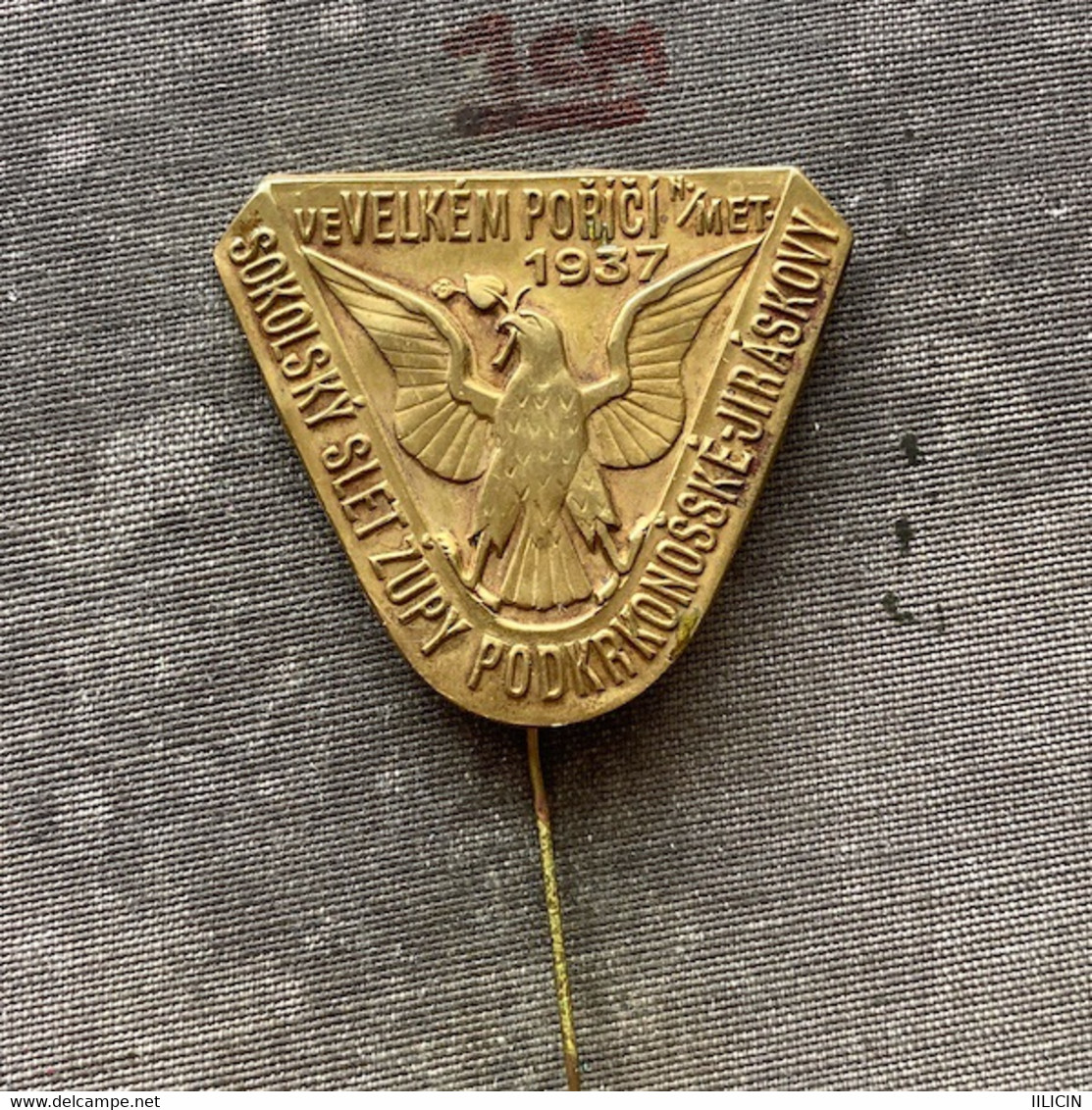 Badge Pin ZN010341 - Gymnastics Sokol Czechoslovakia Zupa Podkrkonosska Velke Porici 1937 - Gymnastique