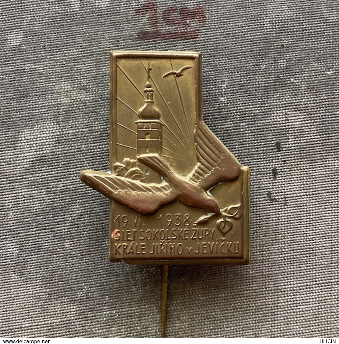 Badge Pin ZN010354 - Gymnastics Sokol Czechoslovakia Zupa Krale Jiriho Jevicko 1938 - Gymnastique