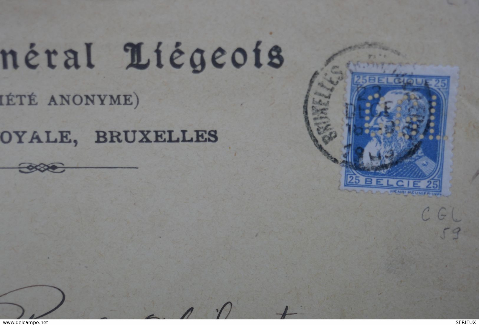 R10 BELGIQUE BELLE LETTRE TIMBRE PERFORATED CGL  1909 BRUXELLES POUR PAUILLAC + PERFORé + AFFRANCH PLAISANT - 1863-09