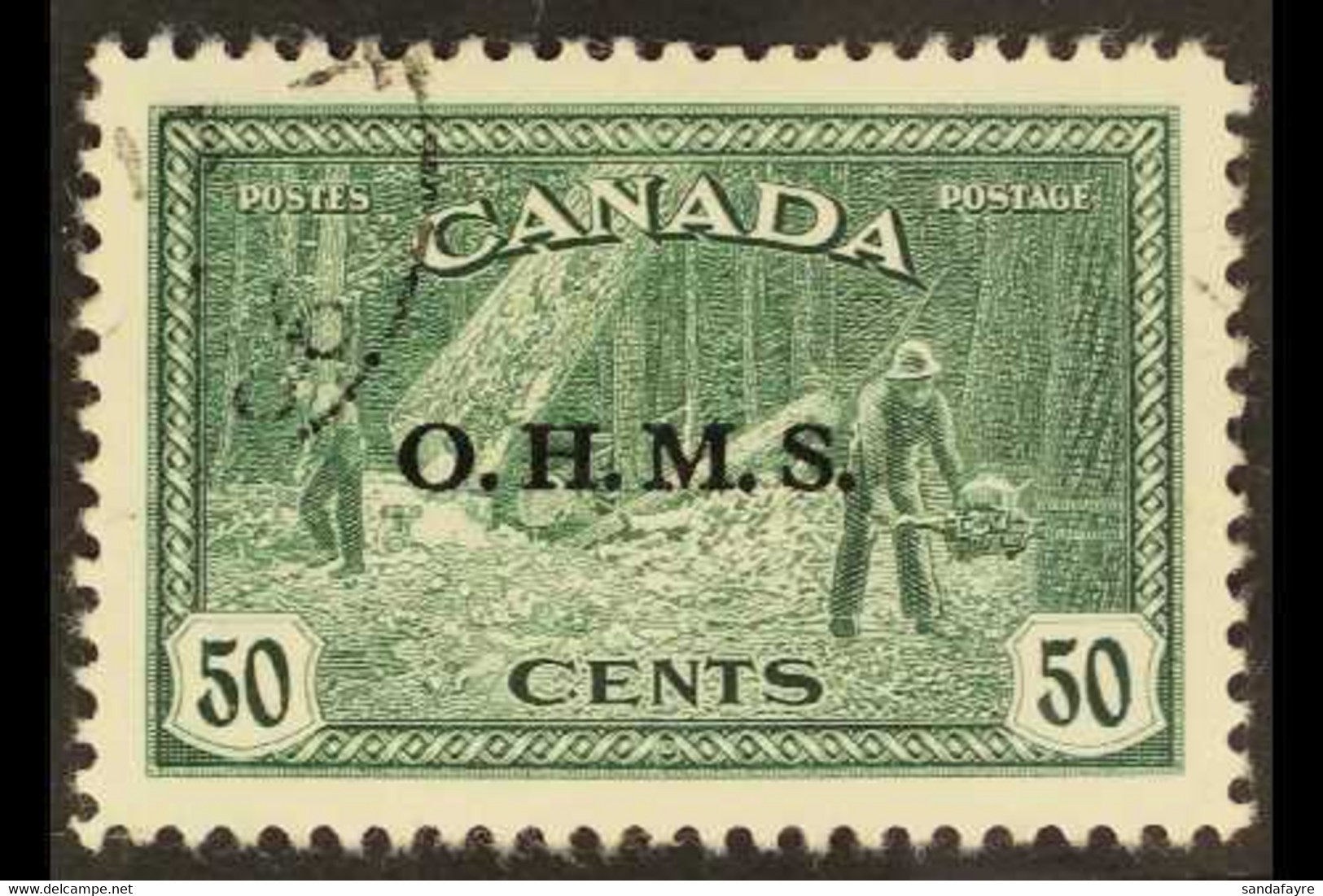 OFFICIAL 1949 50c Green "O.H.M.S." Overprint, SG O169, Very Fine Cds Used, Superb Centring, Fresh. For More Images, Plea - Other & Unclassified