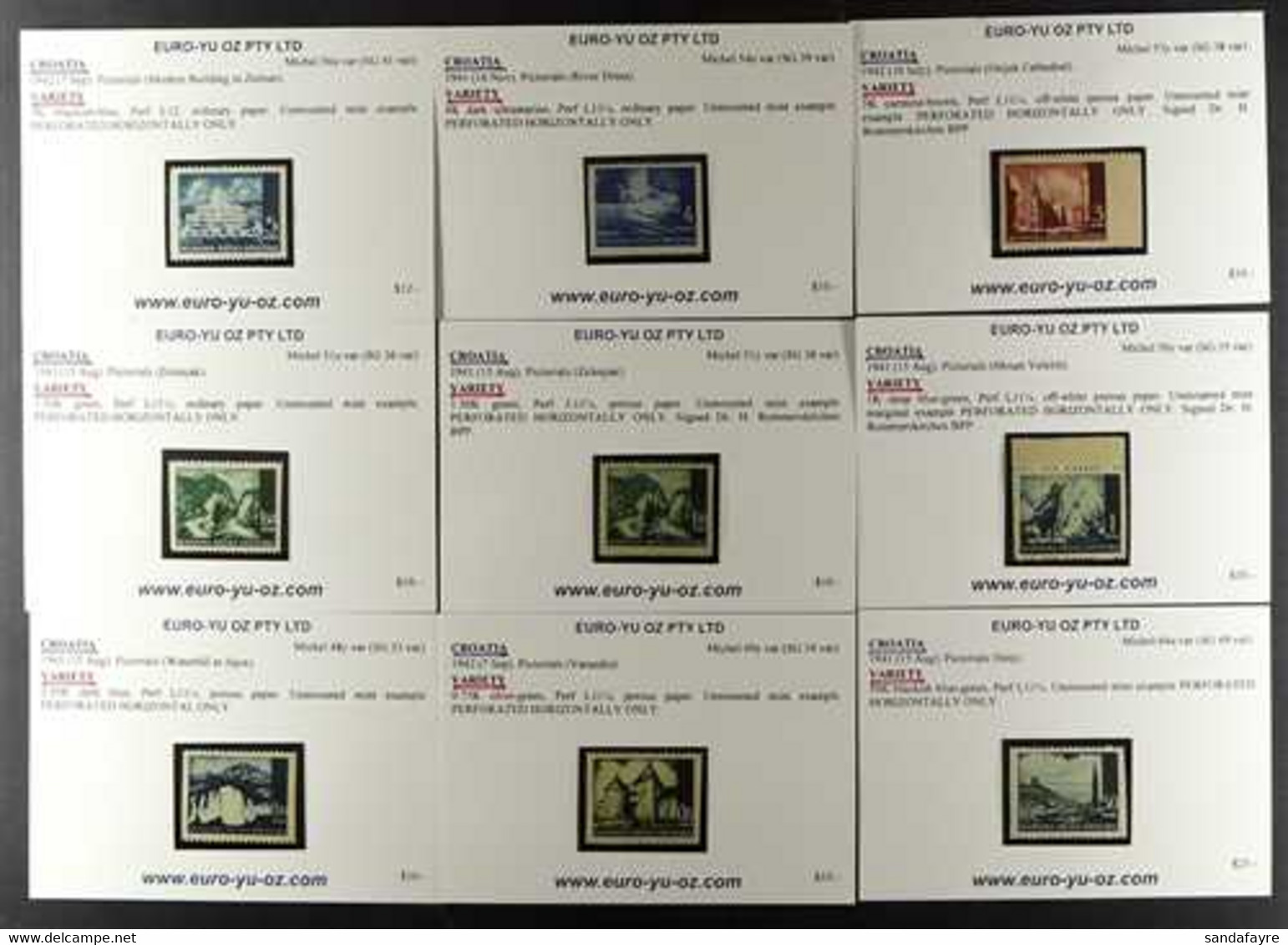 1941-42 Landscapes Never Hinged Mint All Different Group Of IMPERF VERTICALLY (0.50k, 0.75k, 1k, 1.50k (x2 Different Pap - Croatia