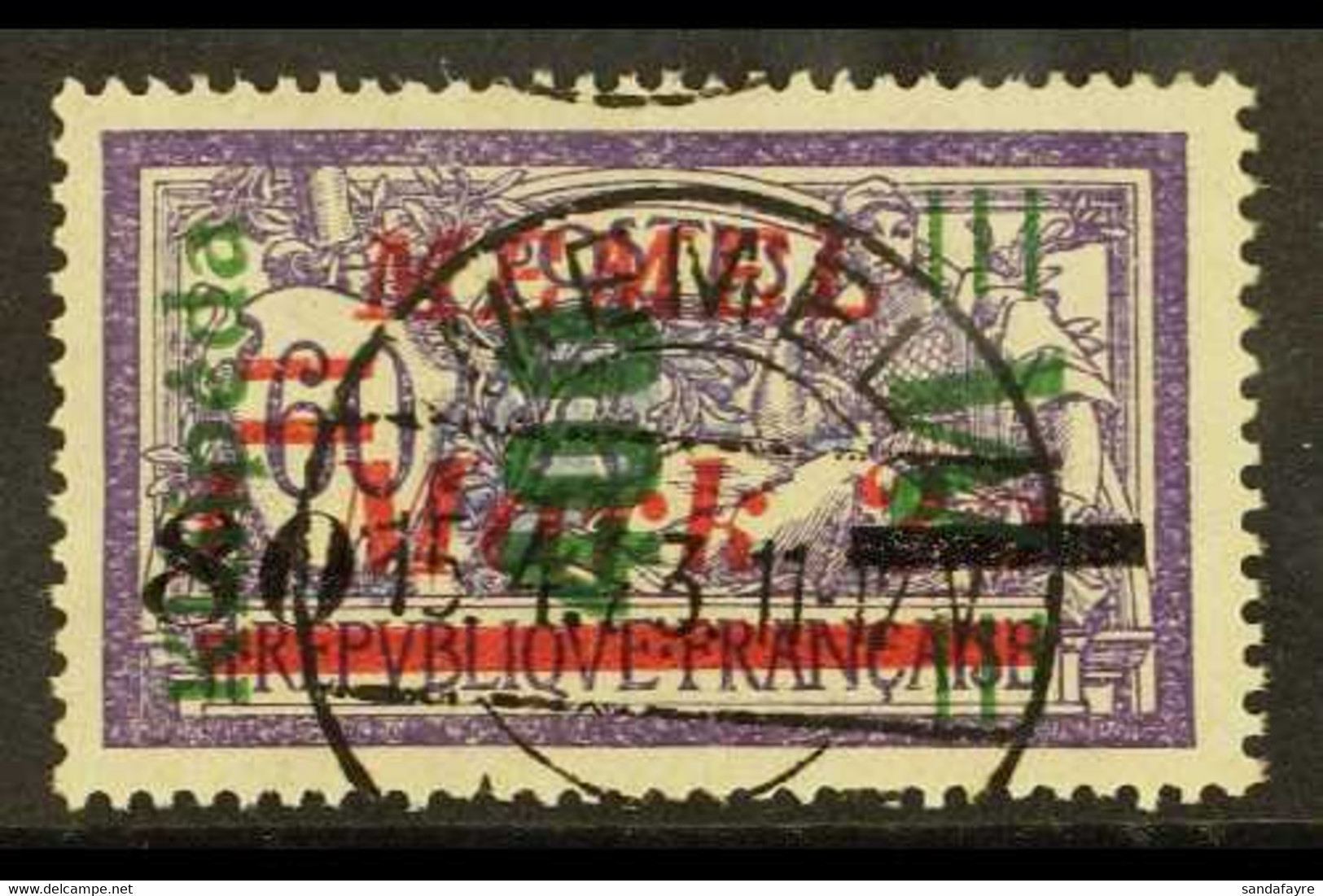 1923 400m On 80m On 1.25m On 60c Violet & Blue Surcharge With 4.6mm SPACING VARIETY, Michel 165 I, Very Fine Cds Used, F - Autres & Non Classés