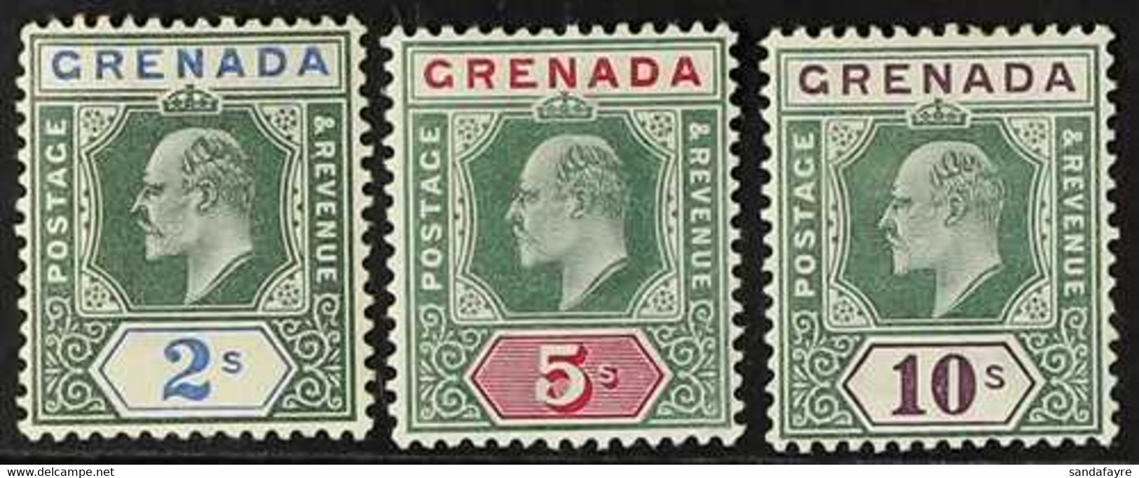 1902 2s, 5s And 10s, SG 64/66, Fine Mint. (3 Stamps) For More Images, Please Visit Http://www.sandafayre.com/itemdetails - Grenada (...-1974)