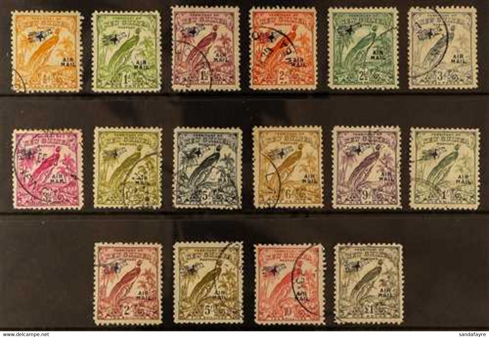 1932-34 Air Overprints Complete Set, SG 190/203, Fine Used. (16 Stamps) For More Images, Please Visit Http://www.sandafa - Papouasie-Nouvelle-Guinée