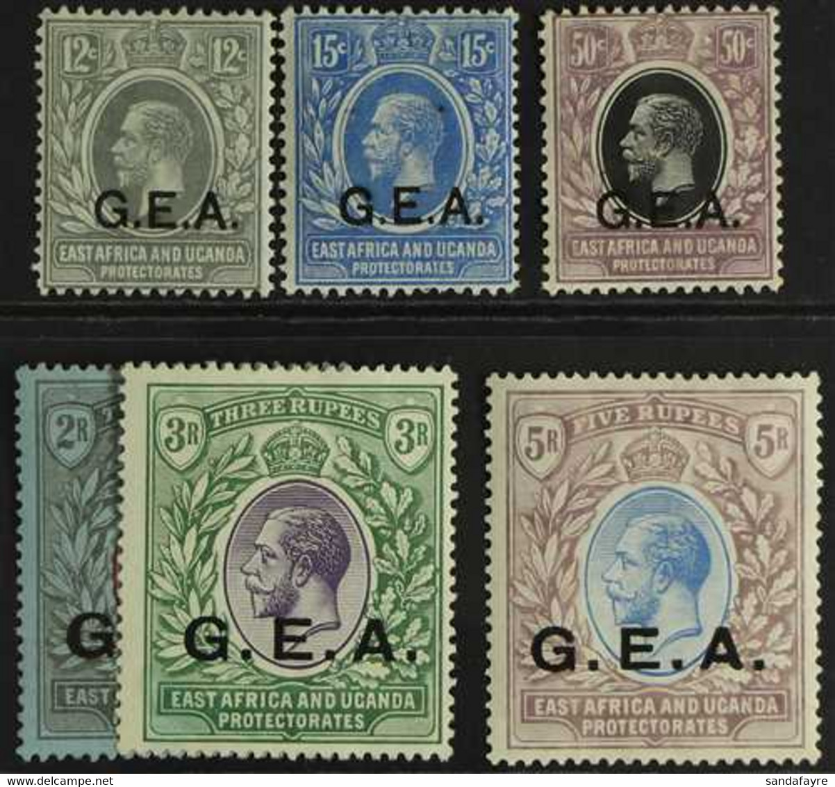 1921 Wmk Script CA Set Complete, SG 63/8, Fine Mint. 5R Tiny Hinge Thin. (6 Stamps) For More Images, Please Visit Http:/ - Tanganyika (...-1932)