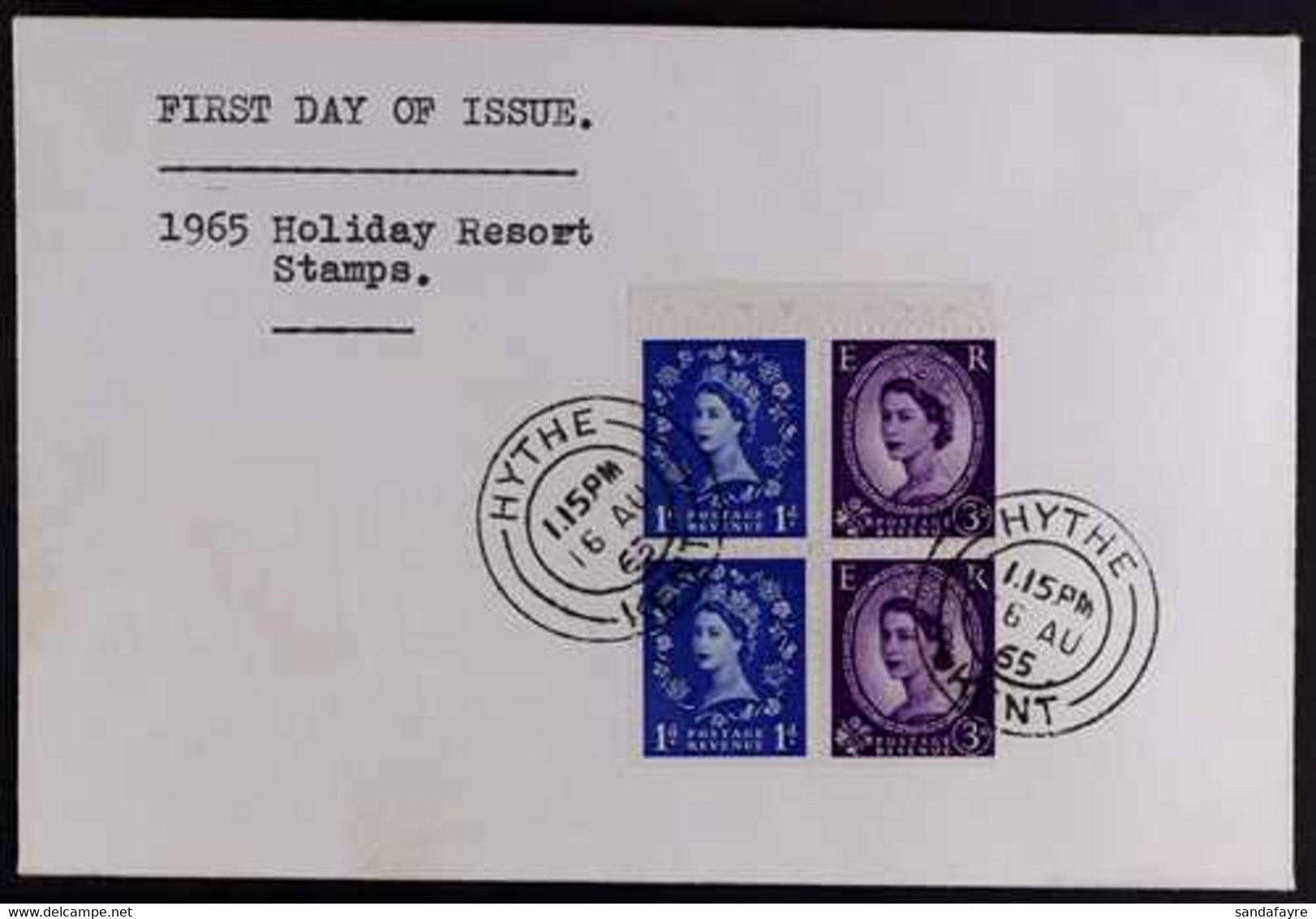 1965 (16 Aug) 1d (x2) & 3d (x2) Wildings Complete Se-tenant Booklet Pane (from 2s Holiday Booklet) On Unaddressed First  - FDC