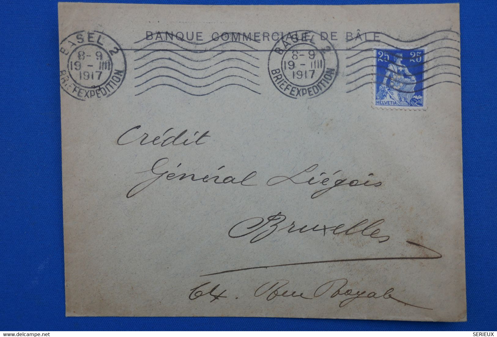 R11 SUISSE BELLE LETTRE TIMBRE PERFORATED 1917 BASEL A BRUSSSEL+ PERFORé + AFFRANCH PLAISANT - Perfins