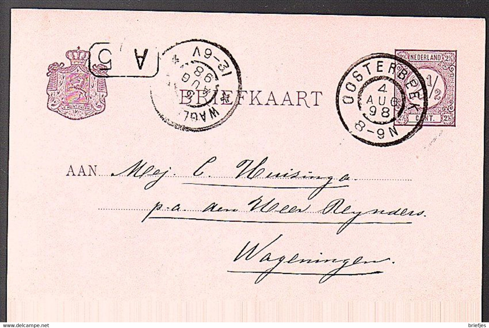 Grootrond OOSTERBEEK 1898 > Huizinga Wageningen (GC-69)) - Poststempel