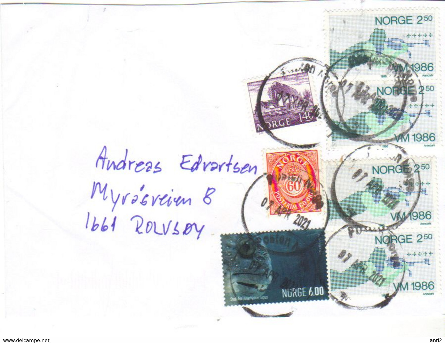 Norge Norway Cover With 6 Stamps Many Cancellations   2021 Not Nice - Covers & Documents