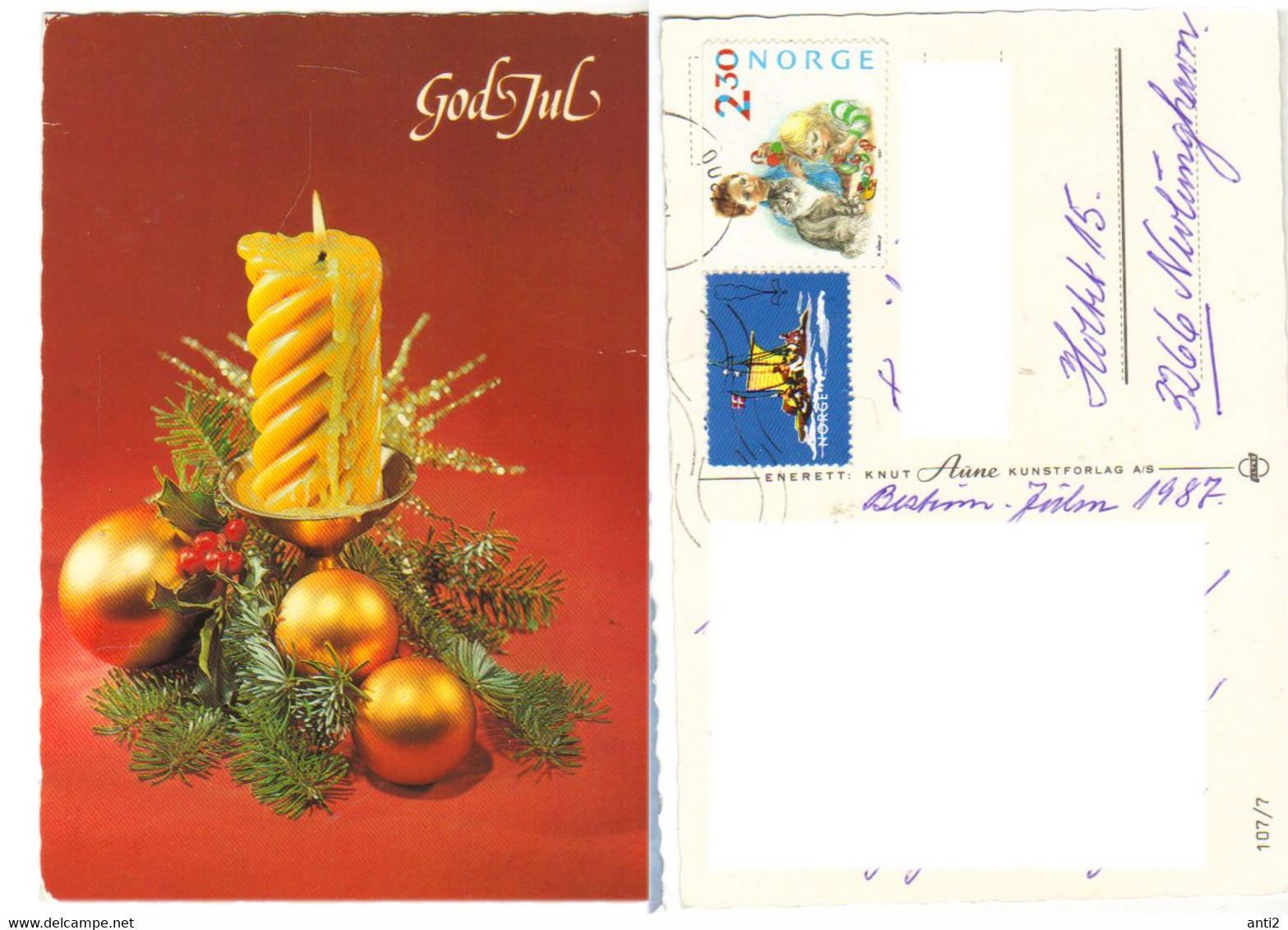 Norway  Card With Christmas Stamp And Label With Kont-tiki - Thor Heyerdahl Expedition - Brieven En Documenten