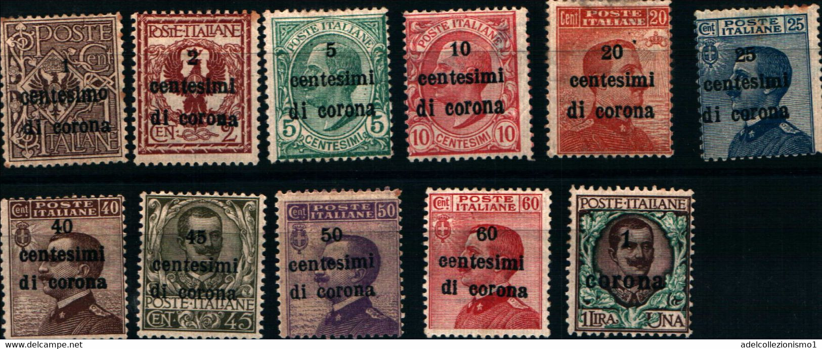 39977) TRENTO E TRIESTE-Serie Ordinarie Sovrastampati In Centesimi Di Corona - 1919- SERIE COMPLETA MLH* - Other & Unclassified